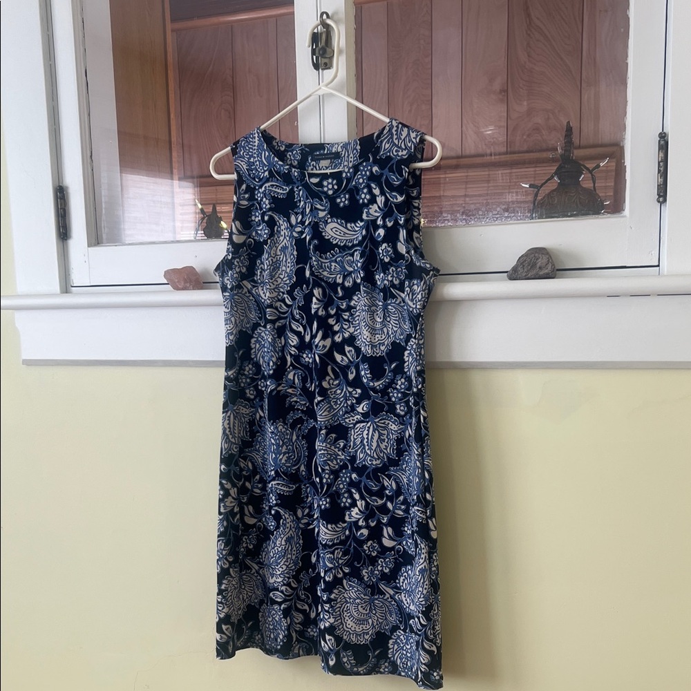Tommy Hilfiger Navy and White Paisley Midi Dress